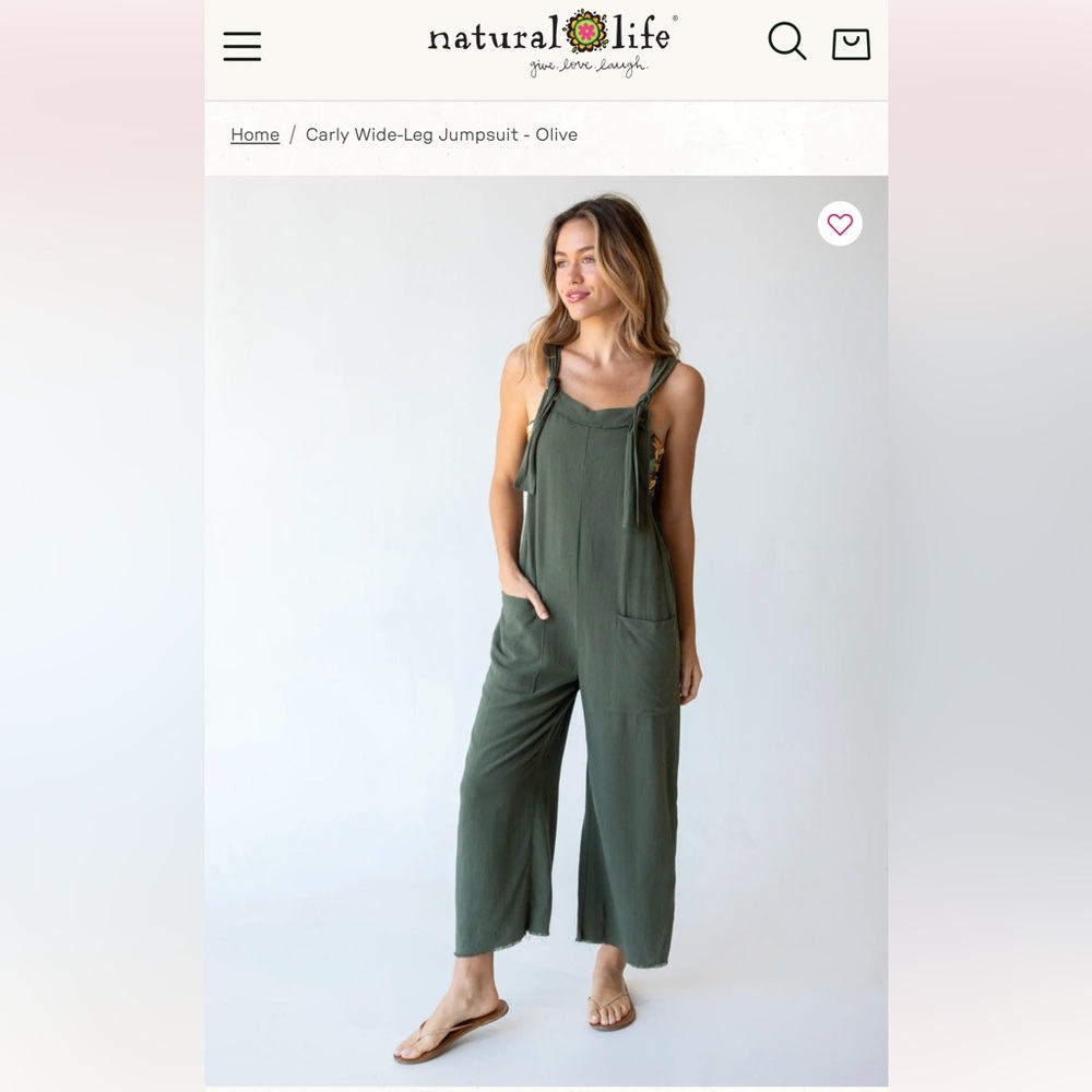 Natural Life Olive Wide-Leg Jumpsuit